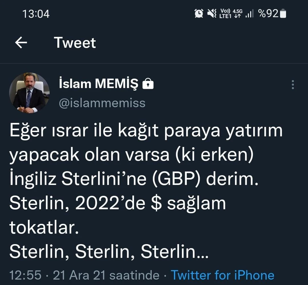 İslam Memiş’ten dolara alternatif yatırım önerisi